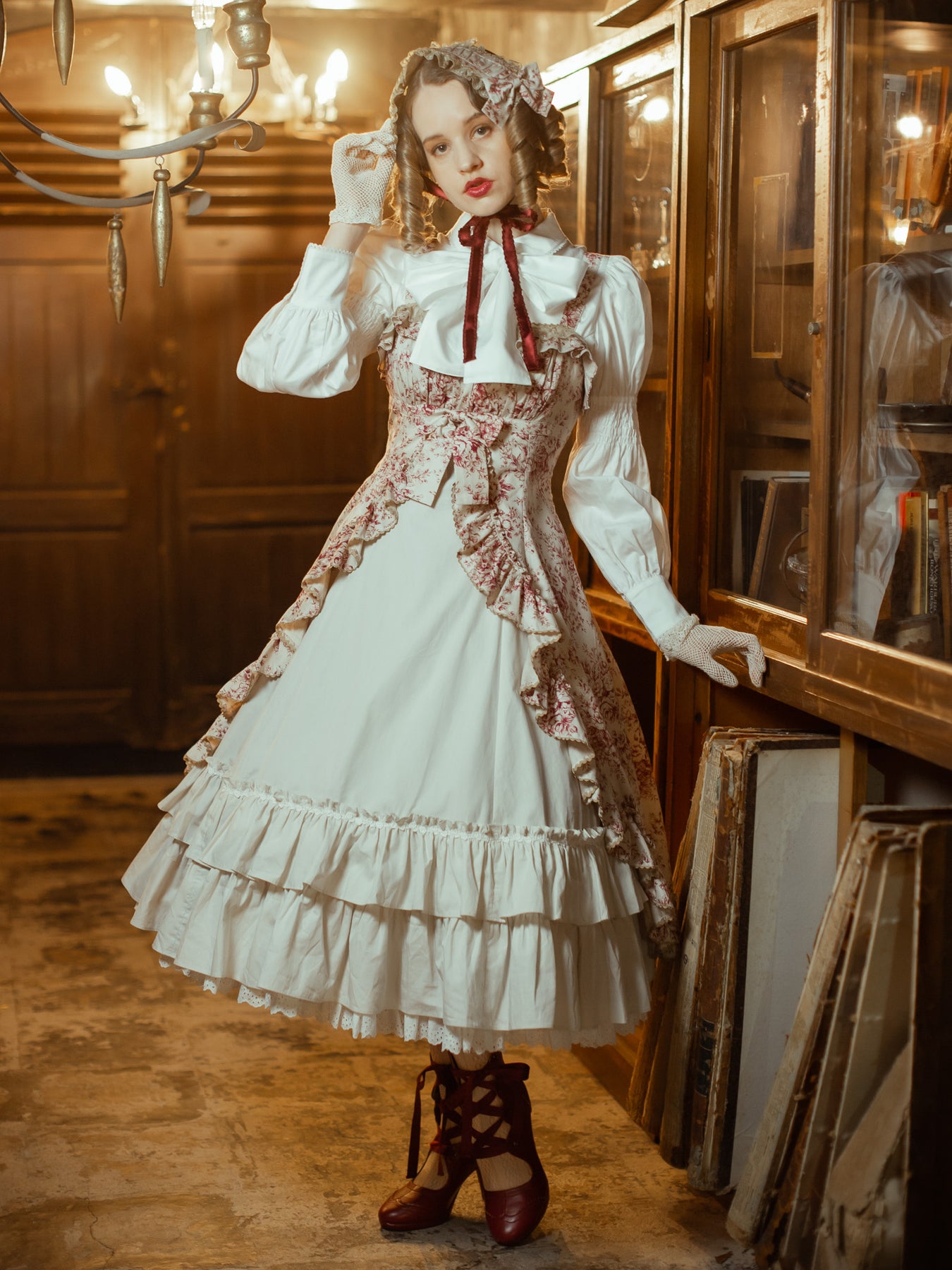 Victorian maiden/ロココブーケコサージュ付きジャンパースカート柄デザイン花柄